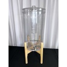 3 GAL. PLASTIC DRINK DISPENSER ON WOODEN STAND